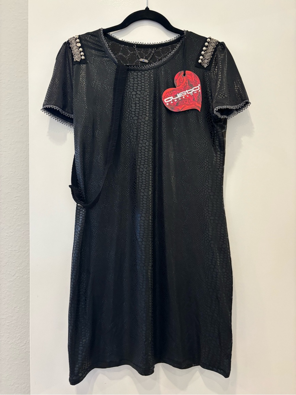 NWT Custo Barcelona belted Mini Tank Dress Sequin Alligator Print Y2K 90s